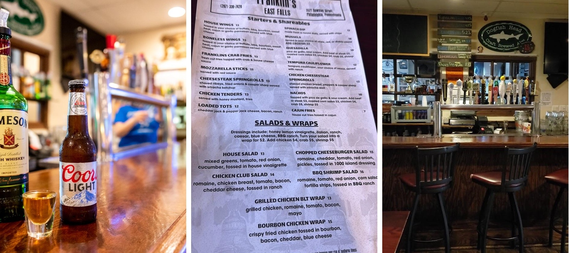 Franklin's East Falls Menu