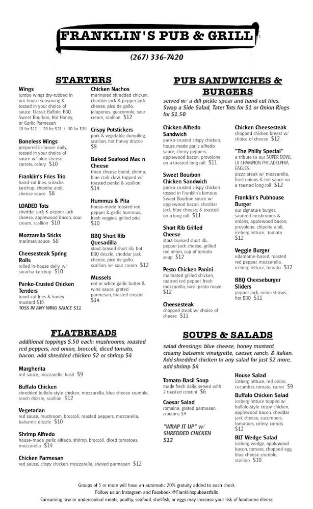 Franklin's East Falls Menu image 2